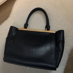 Michael Kors black genuine leather Lana tote